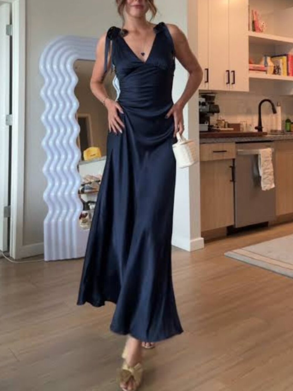 Reformation Pernille Silk Maxi Dress - Midnight Navy Blue Gown Party Medium - Picture 2 of 11